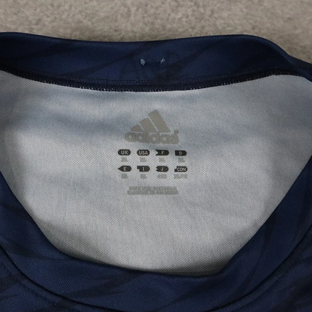 Adidas Shirt Mens XL Activewear Soccer Training Blue‎ Patterned Long Sleeve